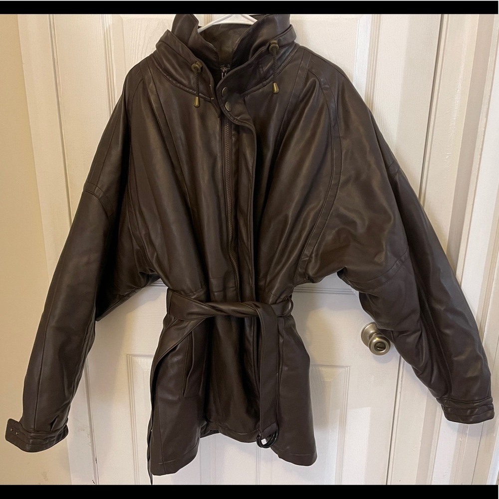 I.C.Mountain Vegan Brown Leather short trench coat
